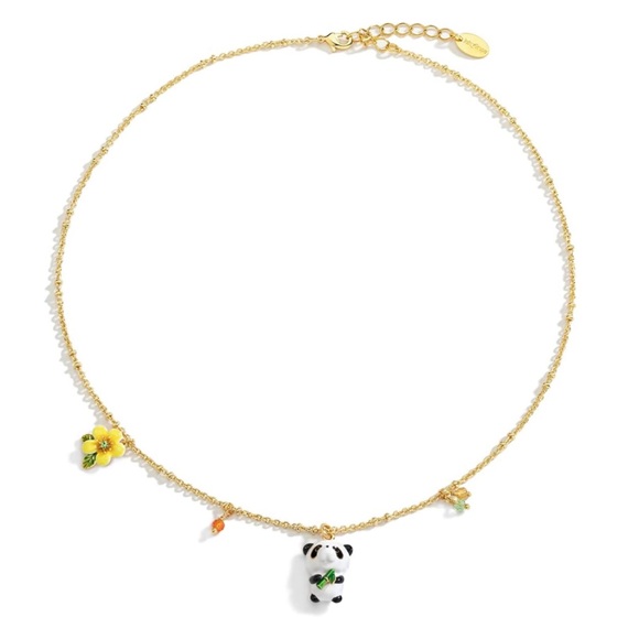 Juicy Grape Panda With Bamboo And Flower Enamel Charm Necklace - Picture 6 of 6